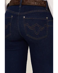 RANK 45® Women's Mid Rise Flare Super Dark Wash Signature Back Pocket