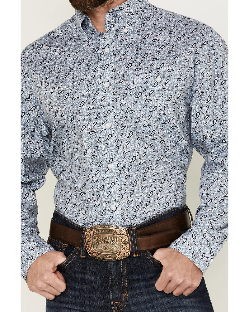 Wrangler Men's Classics Paisley Print Long Sleeve Button-Down Western Shirt - Tall