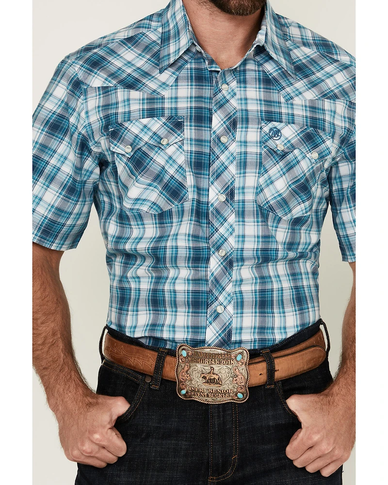 Wrangler Retro Men's Plaid Print Short Sleeve Snap Western Shirt