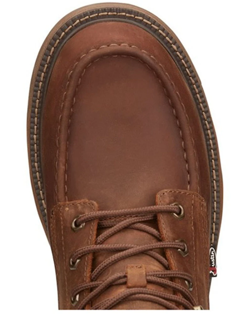 Justin Men's Rush Waterproof 6" Lace-Up Nano Non-Comp Wedge Work Boots - Moc Toe