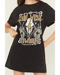 Rock & Roll Denim Women's Wild West Short Sleeve Graphic Mini T-Shirt Dress