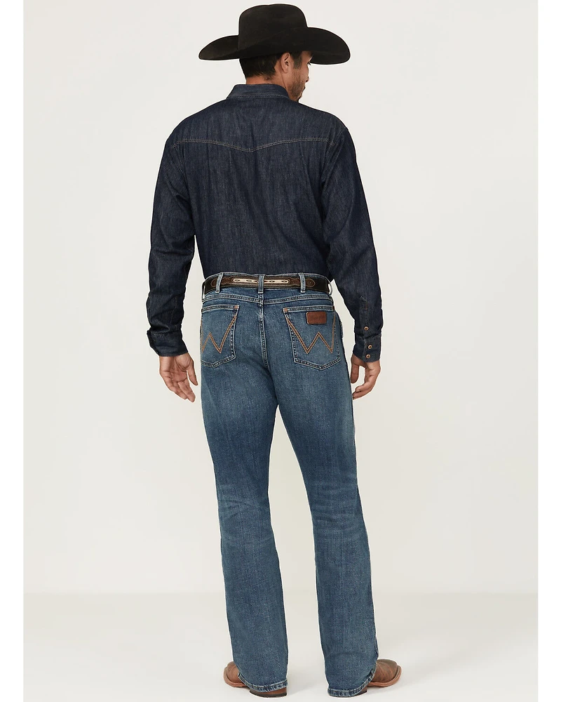 Wrangler Retro Men's Medium Wash Relaxed Fit Bootcut Stretch Denim Jeans - Long