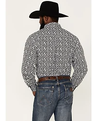RANK 45® Men's Dillinger Geo Print Long Sleeve Button-Down Stretch Western Shirt