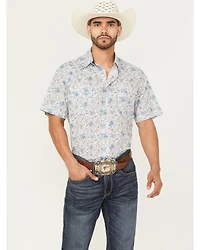 Roper Men's West Made Paisley Print Short Sleeve Pearl Snap Western Shirt