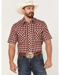 Roper Men's Classic Small Plaid Short Sleeve Pearl Snap Western Shirt