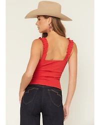Miss Me Women's Solid Ruffle Tank Top