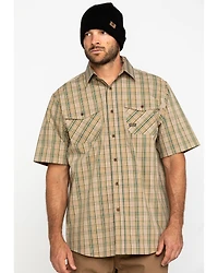 Ariat Men's Tan Plaid Rebar Made Tough Short Sleeve Work Shirt