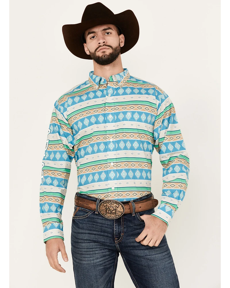 Ariat Men's Team Christian Horz Southwestern Striped Long Sleeve Button-Down Western Shirt - Tall