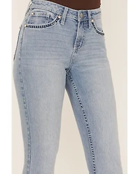 Shyanne Women's Light Wash Mid Rise Bootcut Stretch Denim Jeans