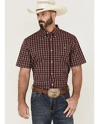 RANK 45® Men's Pick Up Small Plaid Print Short Sleeve Button-Down Western Shirt