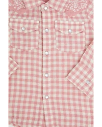 Angel Dear Infant Girls' Plaid Print Long Sleeve Snap Western Shirt