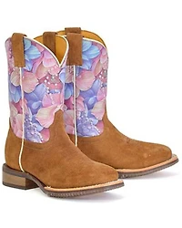 Tin Haul Little Girls' Flowerlicious Western Boots - Broad Square Toe