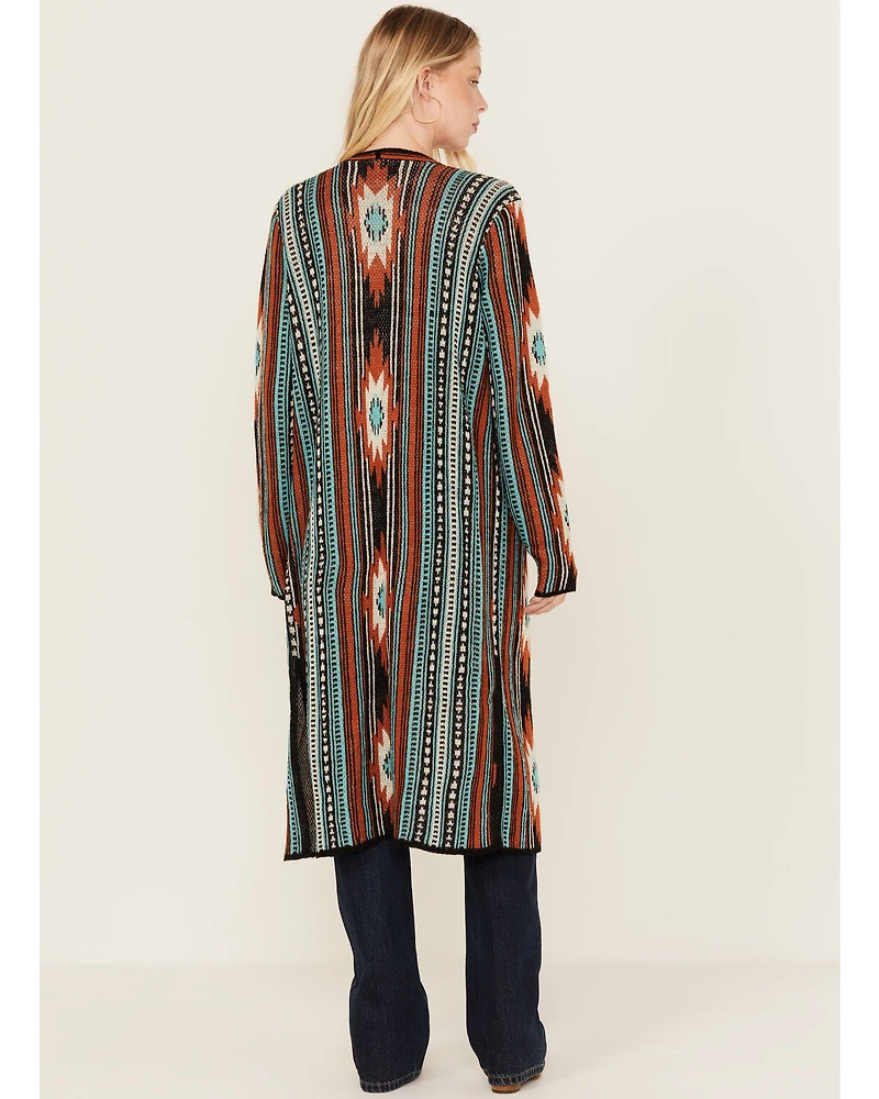 Rock & Roll Denim Women's Southwestern Print Long Sleeve Duster