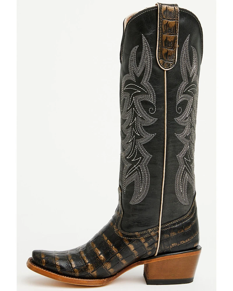 Tanner Mark Women's Caiman Print Tall Western Boots - Square Toe