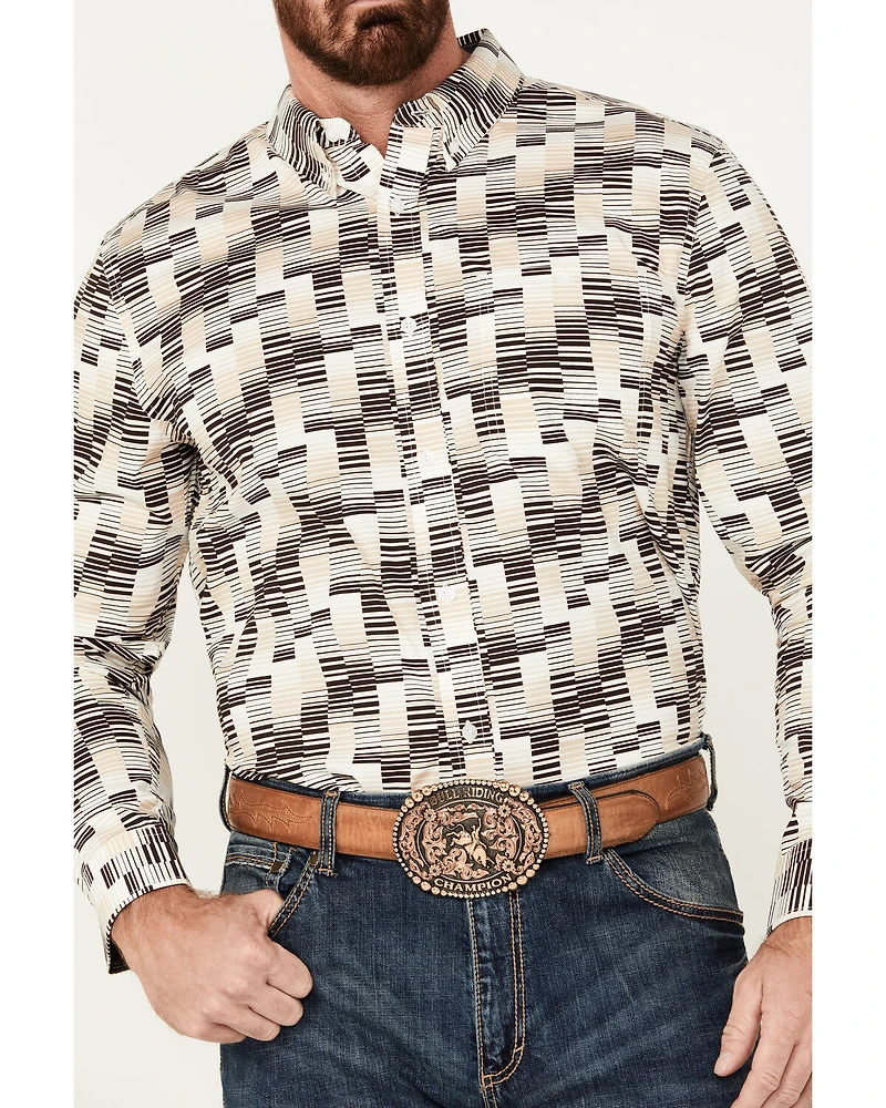 RANK 45® Men's Geo Print Long Sleeve Button-Down Western Shirt