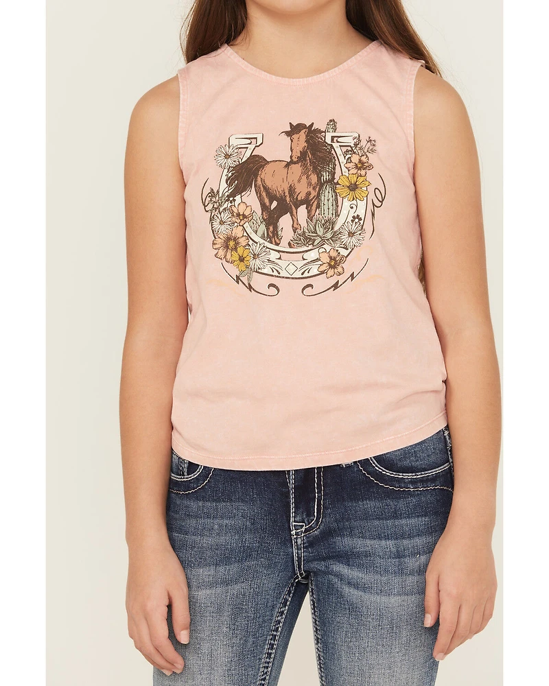 Shyanne Girls' Horseshoe Graphic Bow Tank Top
