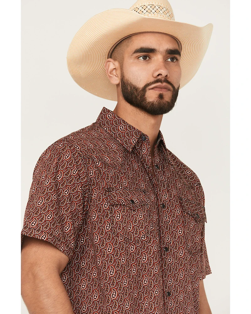 Moonshine Spirit Men's Lava Paisley Print Short Sleeve Snap Western Shirt