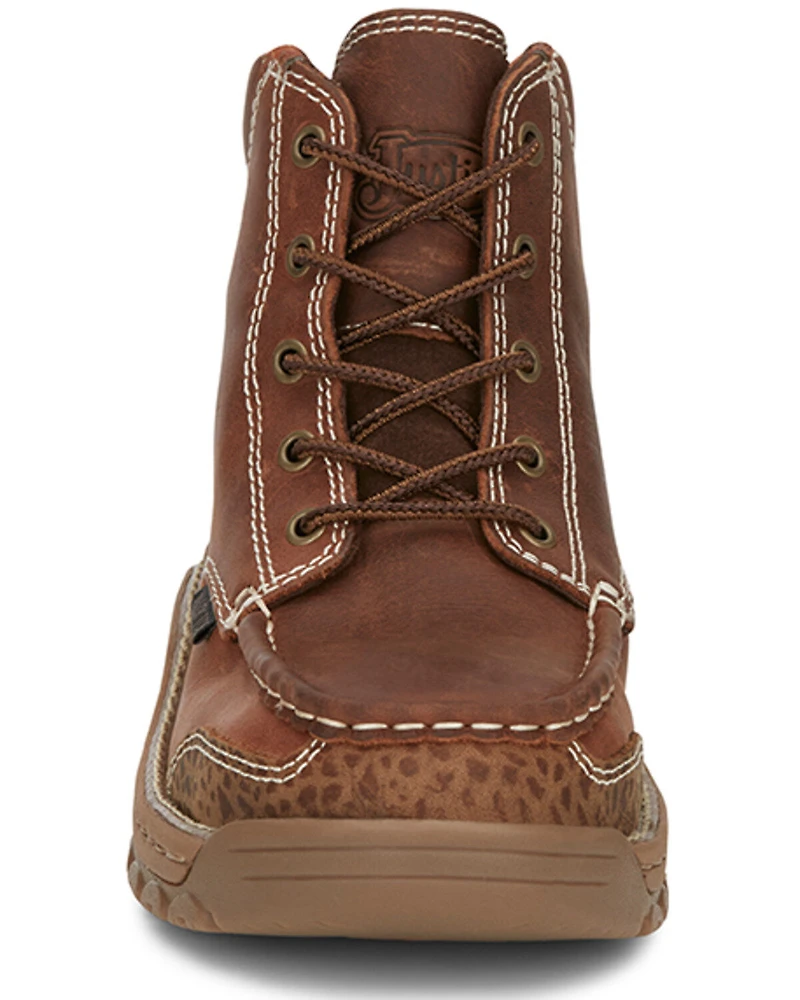 Justin Men's 5" Corbett Lace-Up Moc Waterproof Work Boots - Alloy Toe
