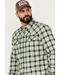Moonshine Spirit Men's Last Call Dobby Plaid Print Long Sleeve Pearl Snap Western Shirt