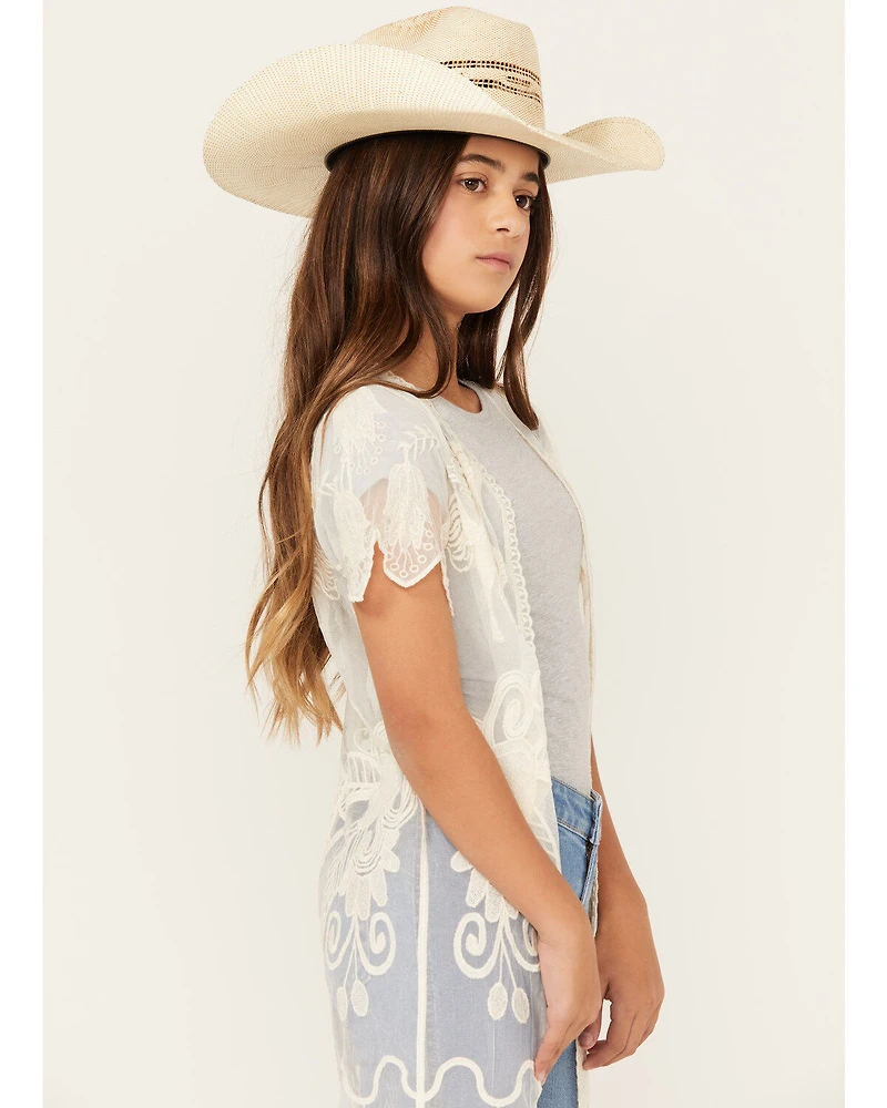 Shyanne Girls' Yee Haw Embroidered Lace Kimono