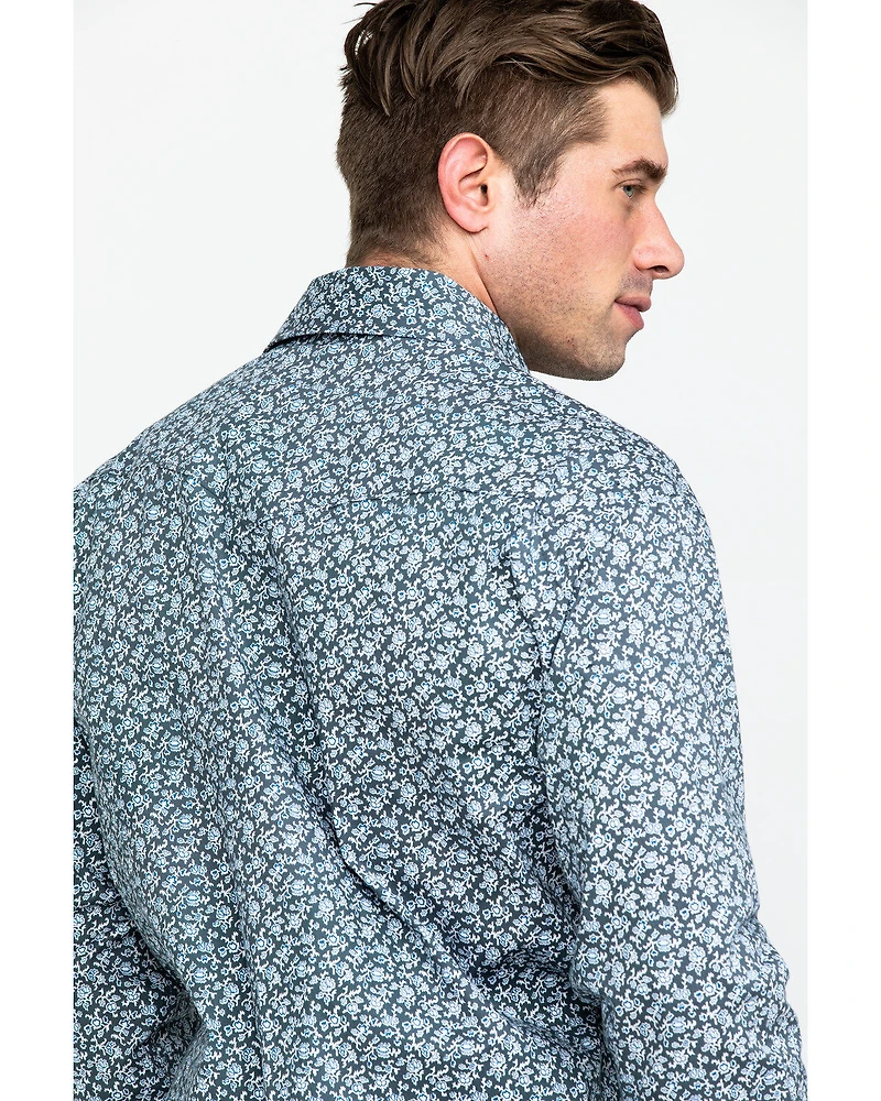 Rough Stock By Panhandle Men's Langunita Vintage Print Long Sleeve Western Shirt