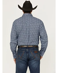 George Strait by Wrangler Men's Floral Print Long Sleeve Button-Down Stretch Western Shirt - Tall