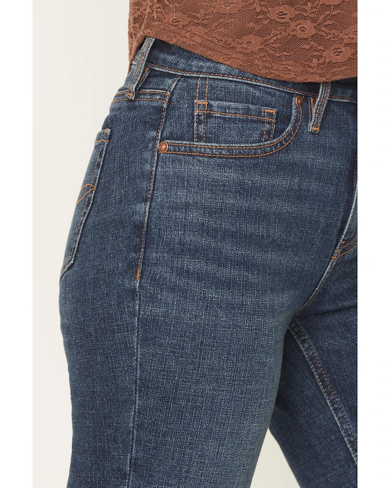 Shyanne Women's Balsam Dark Wash High Rise Slim Cuffed Wide Leg Stretch Denim Jeans