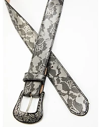 Shyanne Women's Silver Floral Lace Belt
