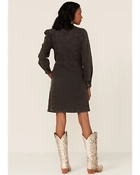 Velvet Heart Women's Long Sleeve Button-Down Denim Mini Dress
