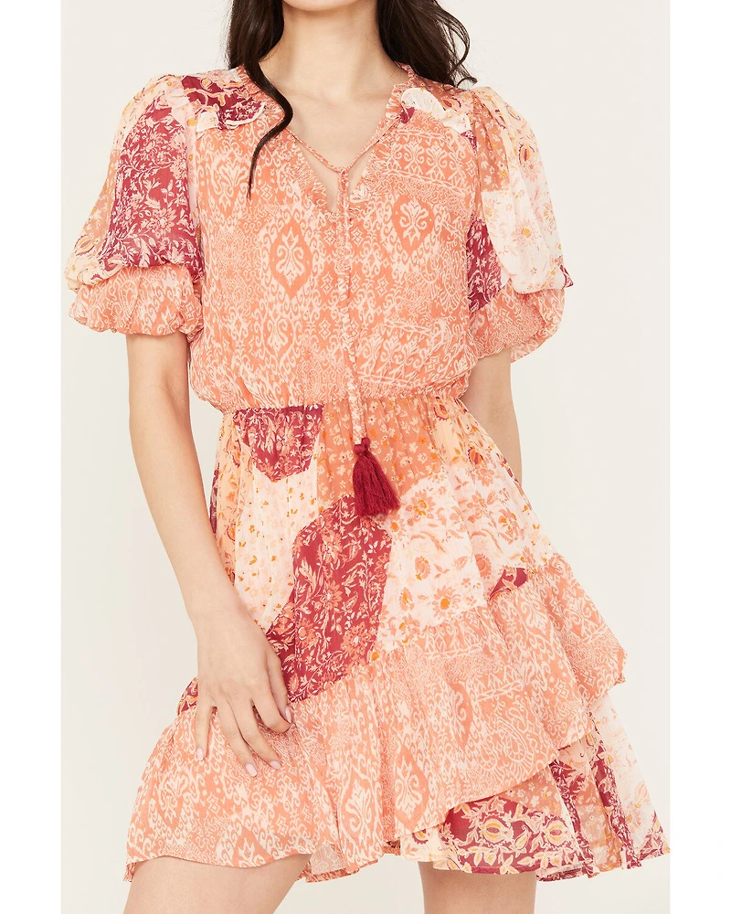 Miss Me Women's Floral Short Sleeve Mini Dress