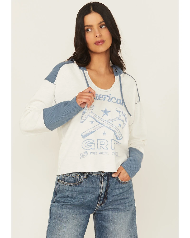 Cleo + Wolf Women's Emily American Blues Knit Hooded Shirt