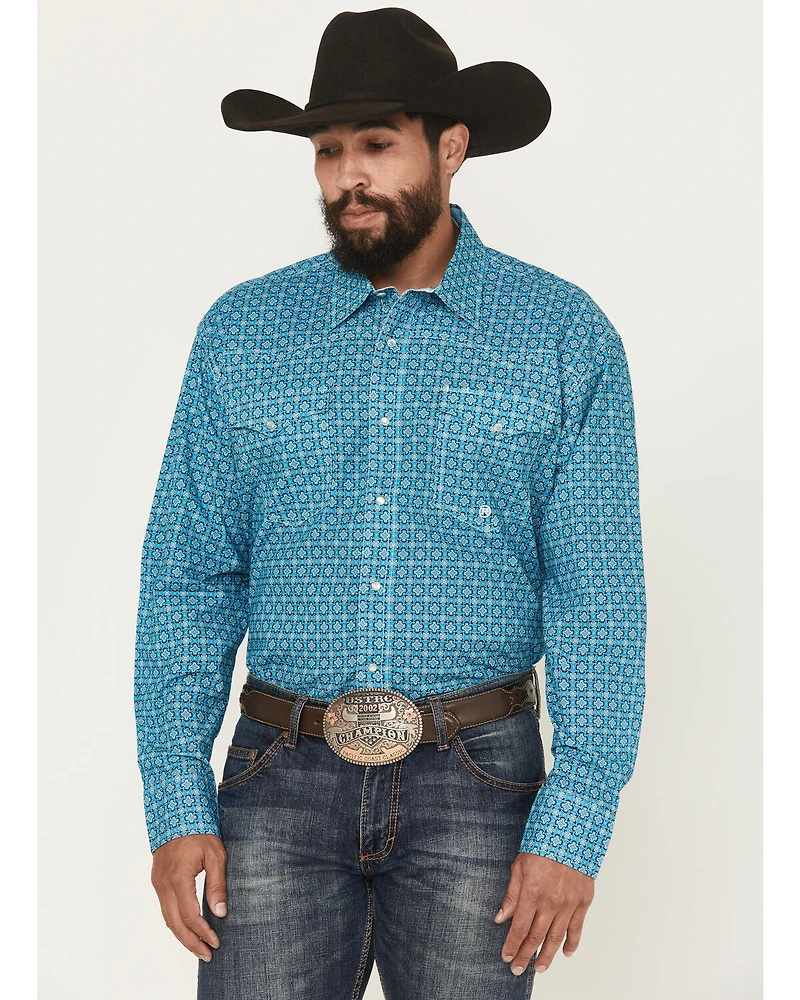 Roper Men's Amarillo Geo Print Long Sleeve Pearl Snap Western Shirt