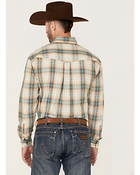 Roper Men's Saddle Large Plaid Print Long Sleeve Button Down Western Shirt