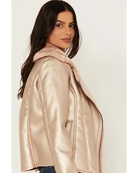 Shyanne Women's Lux Metallic Faux Shearling Jacket