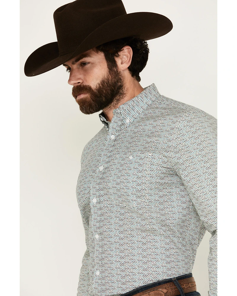 RANK 45® Men's Tunis Printed Long Sleeve Button-Down Performance Stretch Western Shirt