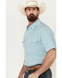 Panhandle Men's Plaid Print Short Sleeve Pearl Snap Western Shirt