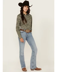 Wrangler Retro Women's Dillon Light Wash Mid Rise Mae Stretch Bootcut Jeans