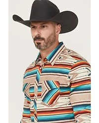 Rock & Roll Denim Men's Southwestern Print Long Sleeve Snap Western Stretch Shirt