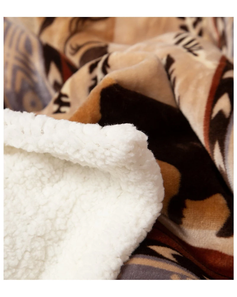 Carstens Home Wrangler Buffalo Southwestern Sherpa Fleece Throw Blanket
