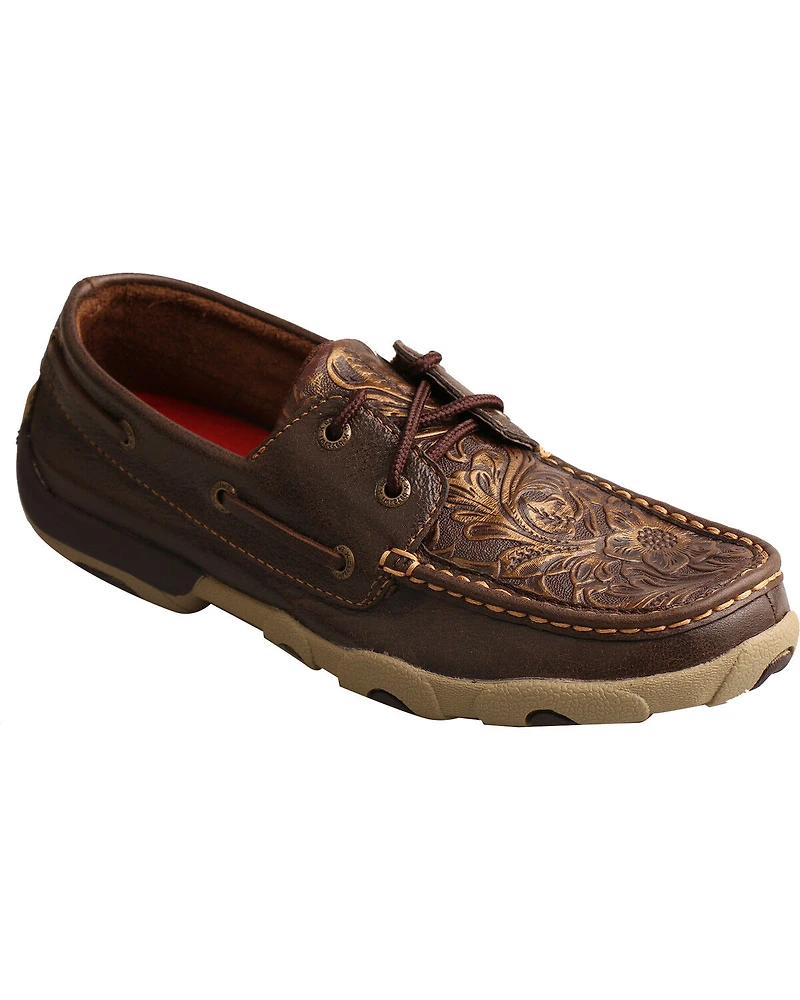 Twisted X Women's Tooled Boat Shoe Driving Mocs