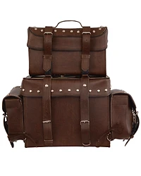 Milwaukee Leather Large Antique Four Piece Studded PVC Touring Pack With Barrel Bag