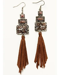 Shyanne Women's Strawberry Skies Running Horse Fringe Teardrop Earrings