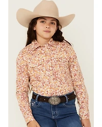 Shyanne Girls' Ash Floral Print Long Sleeve Pearl Snap Stretch Western Shirt
