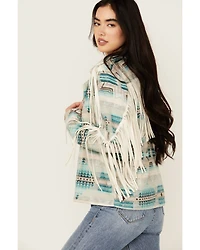 Rock & Roll Denim Women's Southwestern Print Fringe Jacket