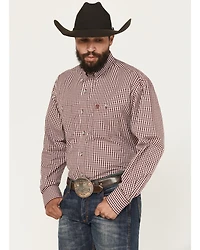 George Strait Wrangler Men's Checkered Long Sleeve Button-Down Stretch Western Shirt