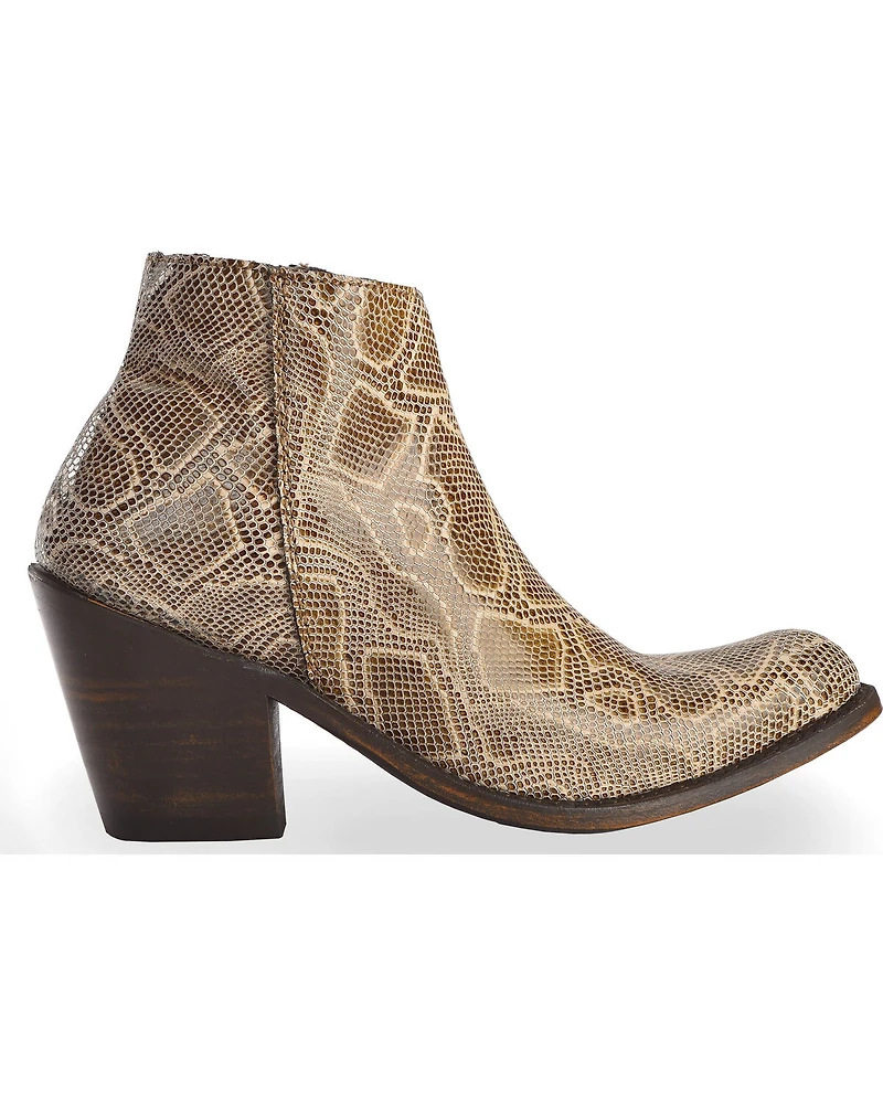Liberty Black Women's Breton Snake Print Booties - Round Toe