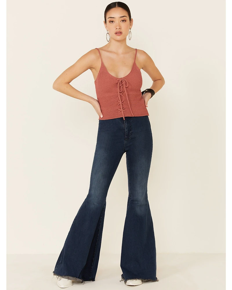 Mystree Women's Sweater-Knit Lace-Up Cami