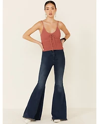 Mystree Women's Sweater-Knit Lace-Up Cami