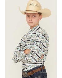 Ariat Boys' Southwestern Print Long Sleeve Button-Down Western Shirt