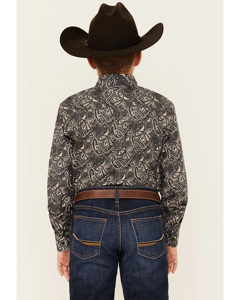 Cinch Boys' Paisley Print Long Sleeve Button-Down Western Shirt